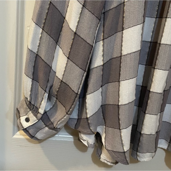 Intro Taupe & Cream with Gold Strands Plaid Button Down Shirt L - Picture 5 of 9